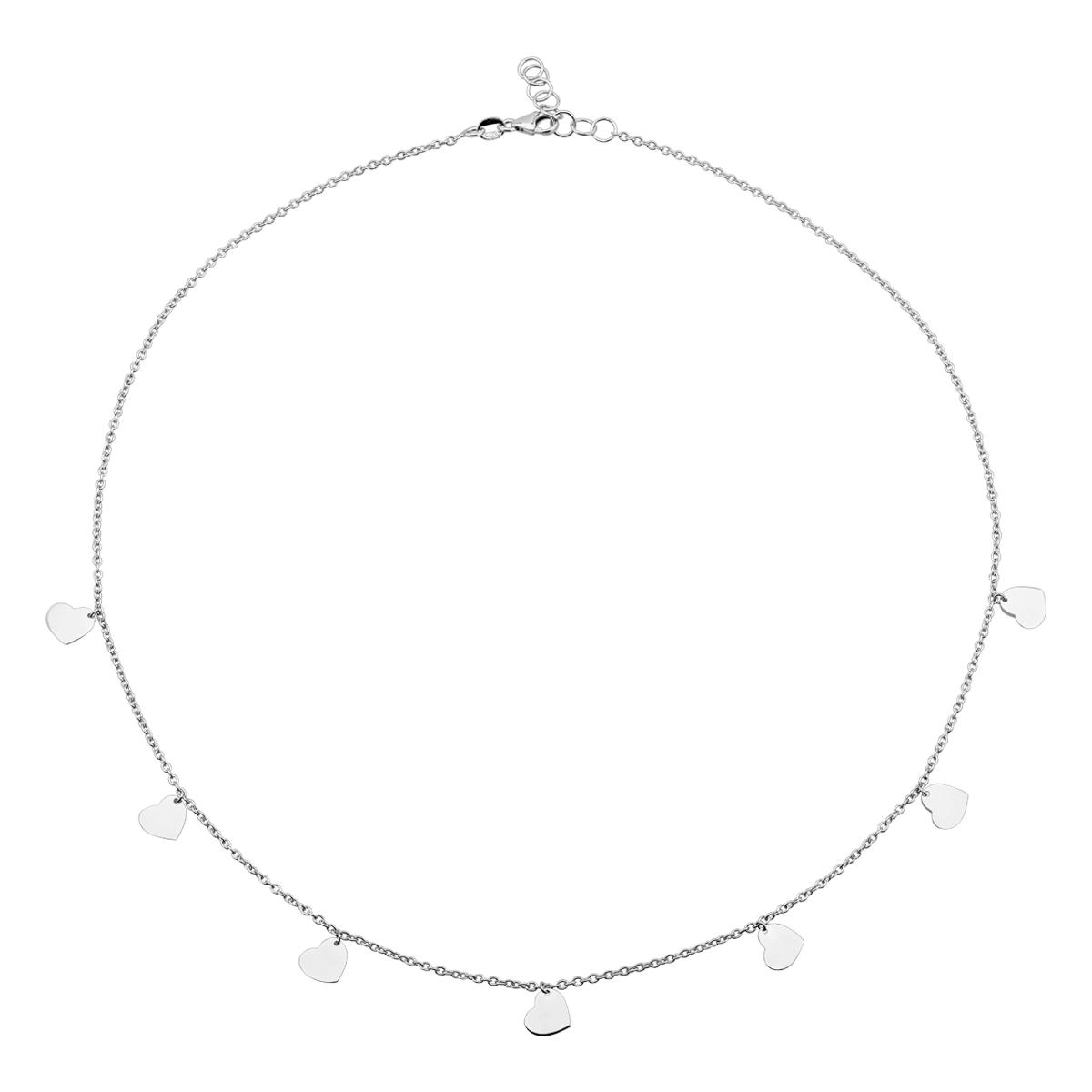14K white gold hearts necklace